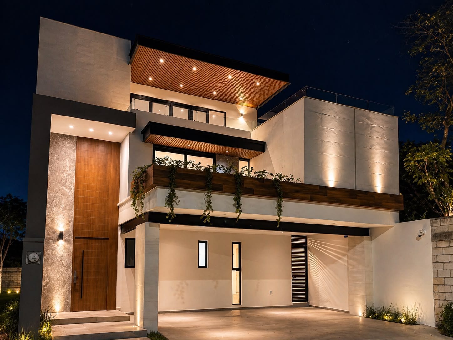 Fachada nocturna — El Cielo, Lote 38