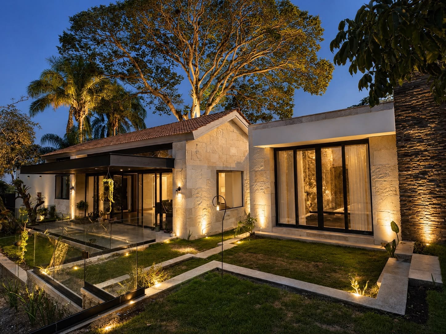 Fachada de noche